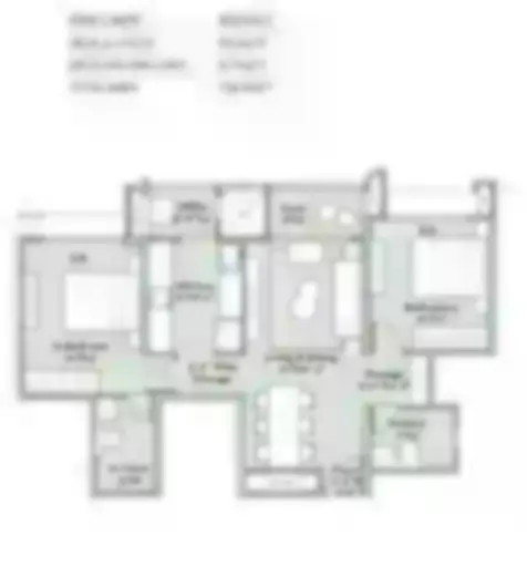 2 BHK 680 sq ft floor plan — Garden Trails